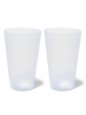 Silipint: Silicone 16oz Coffee Tumblers: 2 Pack Blue Speckled - Unbreakable Cups, Reusable, Flexible, Hot & Cold Drinks
