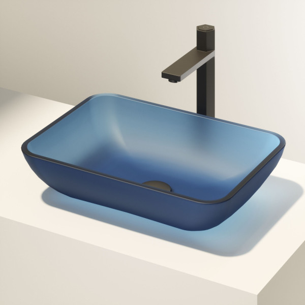 VIGO Matte Shell Sottile Royal Blue Glass 18 in. L x 13 in VIGO Matte Shell Sottile Royal Blue Glass 18 in. L x 13 in