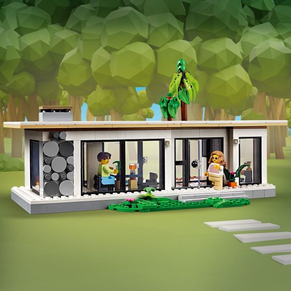 Forest cabin has an opening roof for more play options.