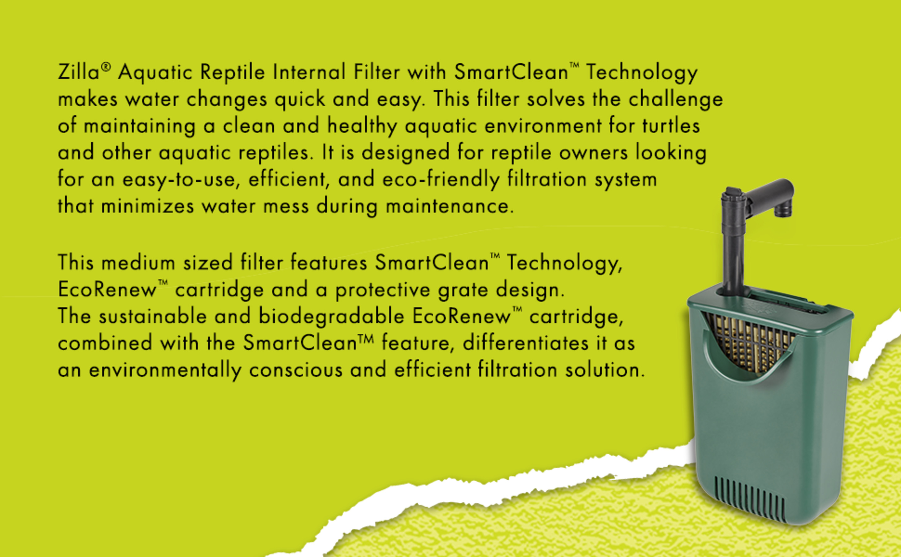 Zilla Aquatic Reptile Internal Filter with SmartClean Technology