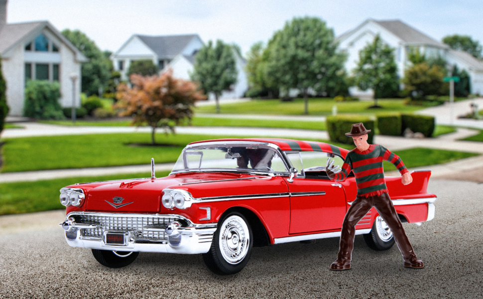 ミニカー 1:24 1958 Cadillac Series 62 w/FREDDY Nightmare On Elm Street 1958 Cadillac Series 62 w/Freddy
