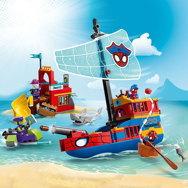 Shooters on the pirate ship, island and Green Goblin’s ship.