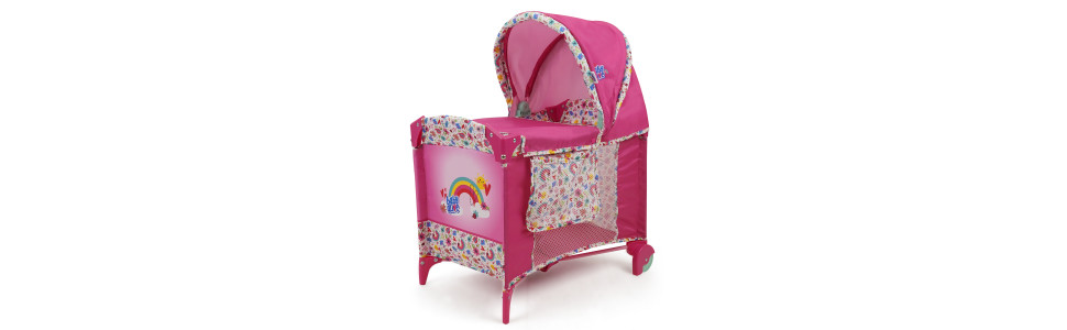 Baby Alive: Deluxe Classic Doll Pram - Pink & Rainbow - Includes Matching  Handbag/Diaper Bag, Fits Dolls up to 18, Large Canopy, Storage Basket 
