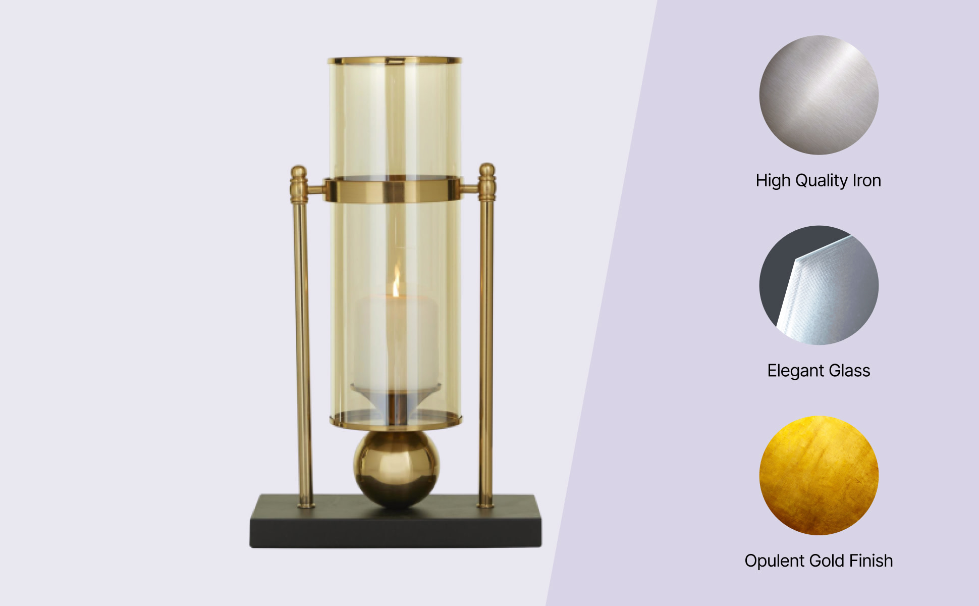 CosmoLiving by Cosmopolitan 17 in. Gold Metal Pillar Hurricane