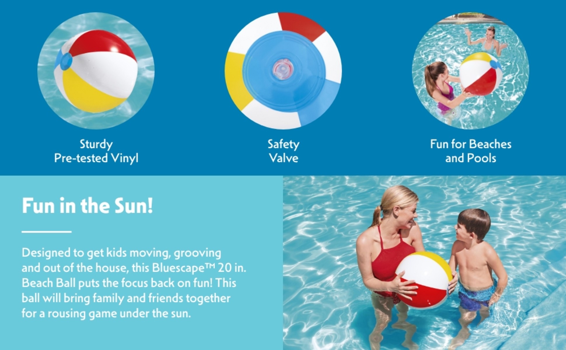 36-Inch Light Blue & White Beach Balls | 36-Inch Beach Balls