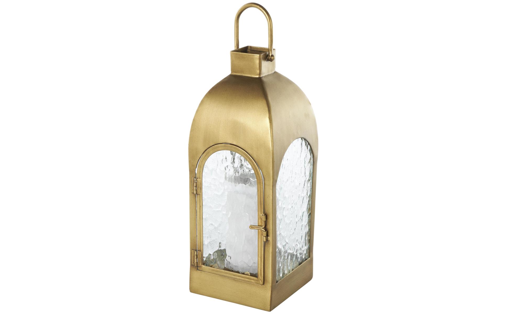 Litton Lane Gold Metal Arched Candle Lantern with Top Handle