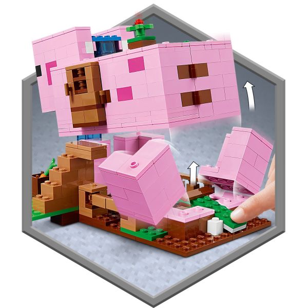 LEGO Minecraft 21170 La Pig House, Set da Costruire, Casa Apribile con  Animali Giocattolo, Giochi per Bambini da 8 Anni