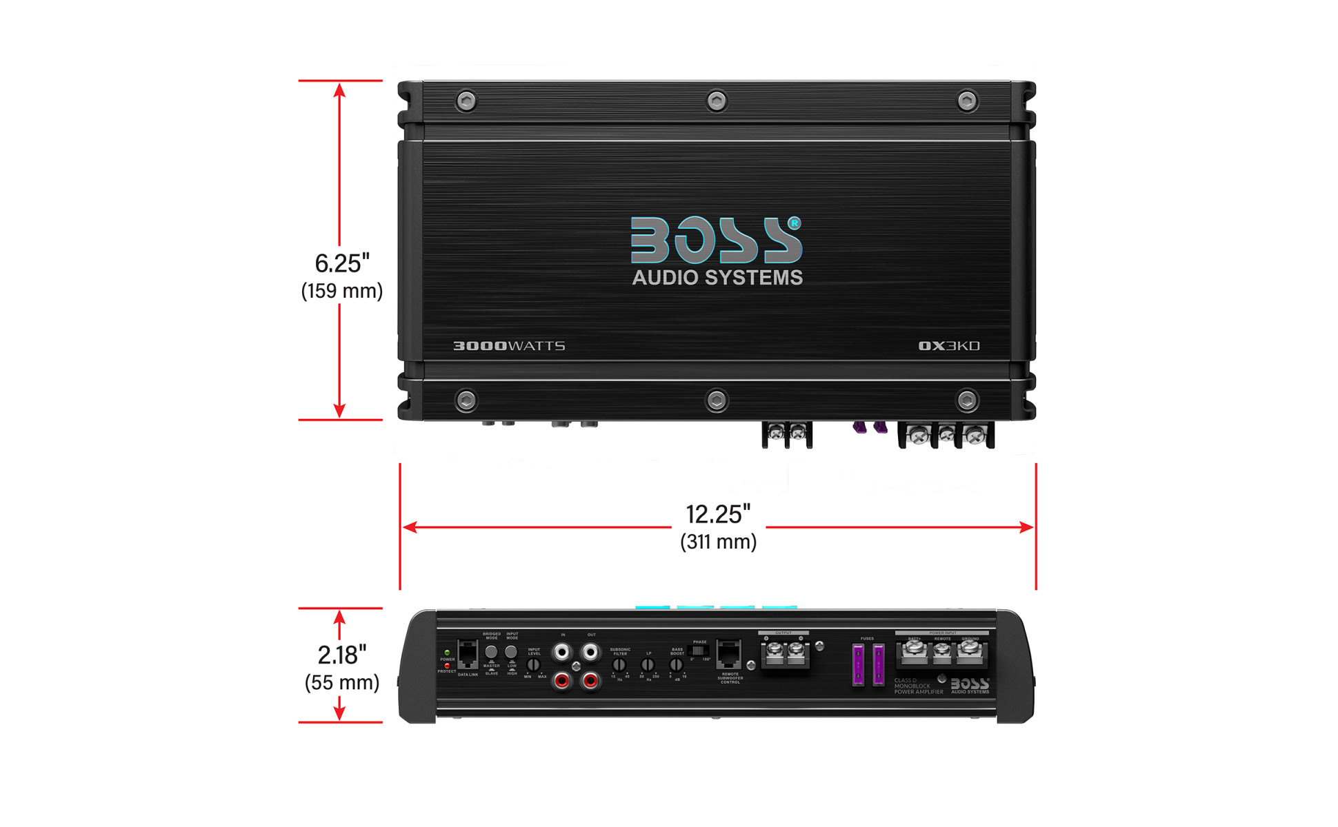 BOSS Audio Systems OX3KD Onyx Series Car Audio Subwoofer Amplifier