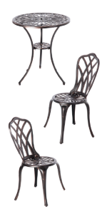 Balkene Home Theon 3 Piece Bistro Set, Antique Bronze