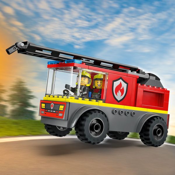 Classic toy fire truck with a 2-seater driver’s cab.