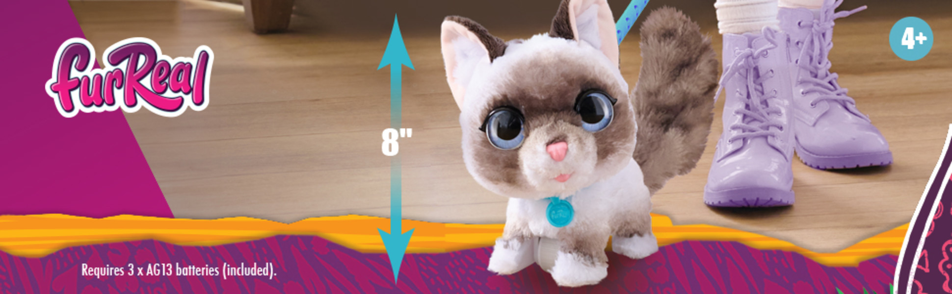 furReal Wagalots Kitty Small Interactive Plush Faux Fur Kids Toys for Ages 4 up Walmart