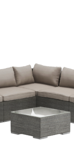 Balkene Home Sino Patio Sofa Set, Warm Gray
