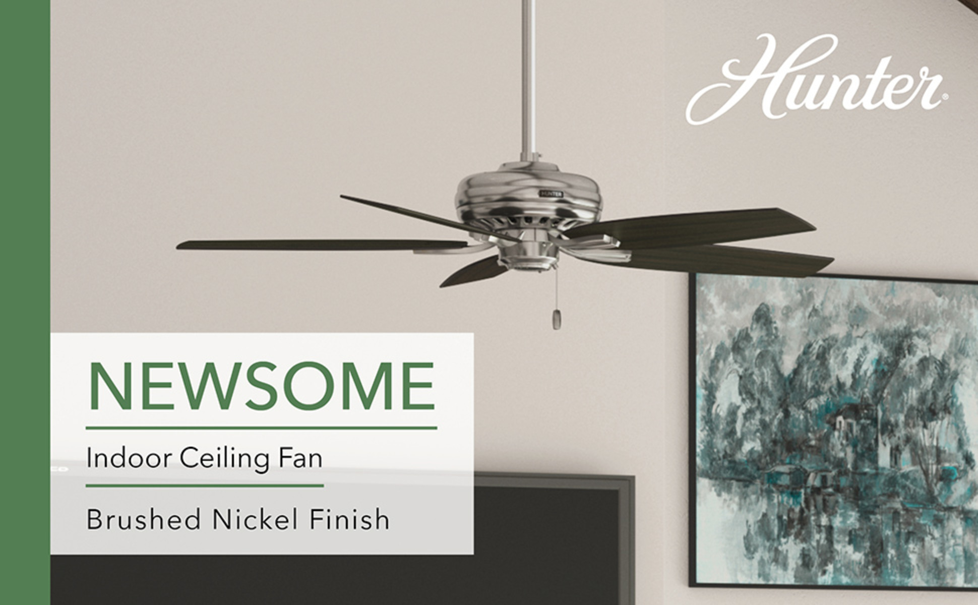 Hunter Newsome 52 in. Indoor Brushed Nickel Ceiling Fan For