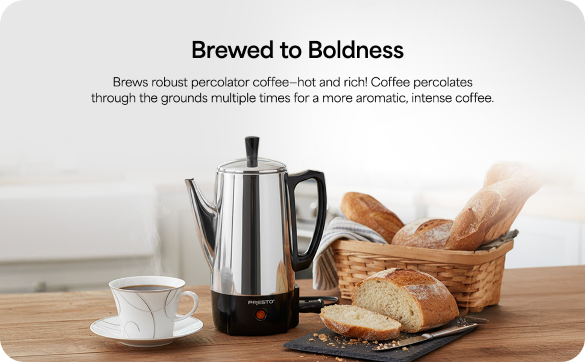 Presto®, Coffee Percolator, 6 Cup Stainless Steel, Traditional