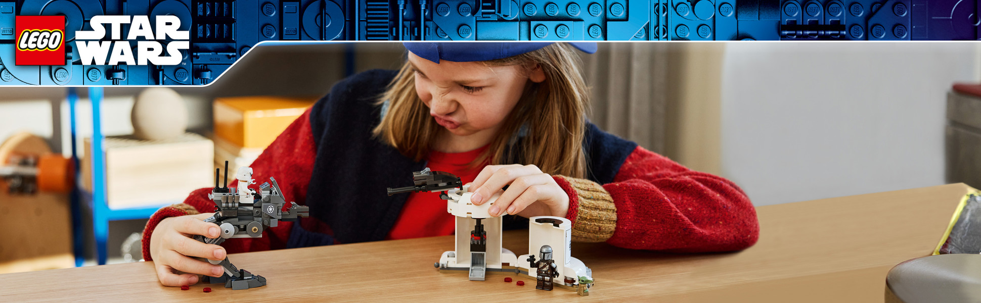 Young fans can play out Star Wars: The Mandalorian and Grogu battles with an AT-RT walker and Imperial Remnant defense tower.