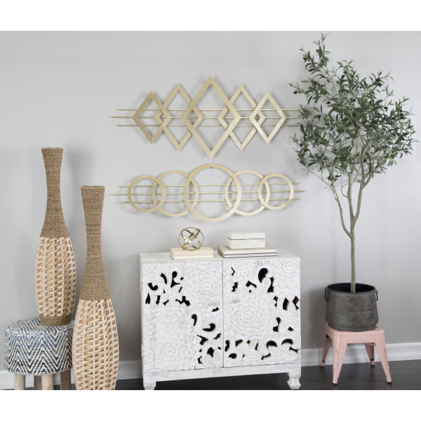 Litton Lane 14 in. x 47 in. Gold Metal Contemporary Geometric Wall