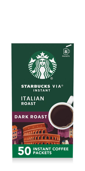 Starbucks Via Italian Roast, Dark Roast Instant Coffee, 8 Count