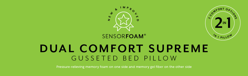 sensorpedic dual comfort supreme memory foam & fiber pillow