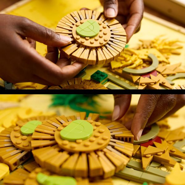 The painting’s sunflower petals can be moved.