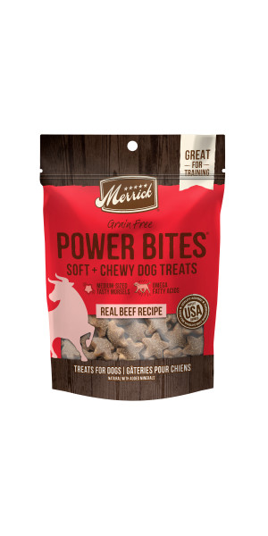 Merrick Power Bites Grain Free Snack with Real Beef Recipe Natural Soft and Chewy Real Meat Dog Treats 6 oz. Petco