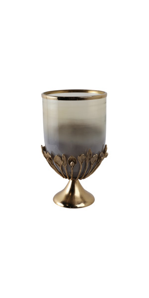 19" Eaves Large Glass And Metal Hurricane