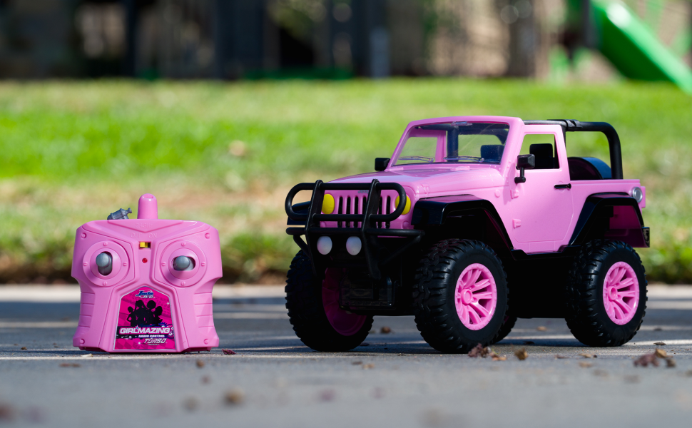 Girlmazing Jada Toys Pink Jeep Wrangler 1 16 Large RC Toy for Kids Powerful Remote Requires Battery Walmart