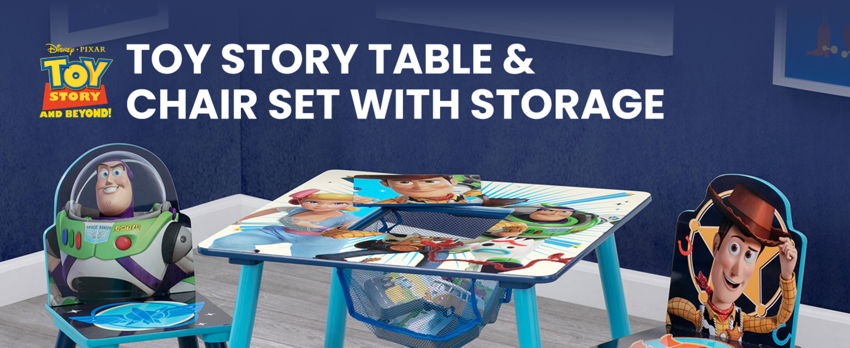 Disney Toy Story Kids Disney Pixar 3 Piece Storage Activity Table