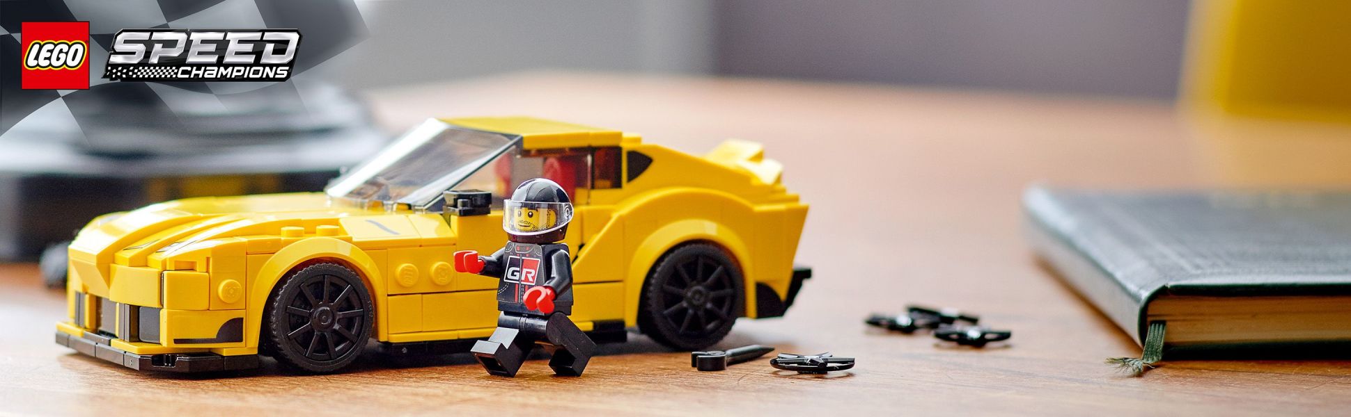 Detailed LEGO replica of the legendary, high-performance Toyota GR Supra sports car.