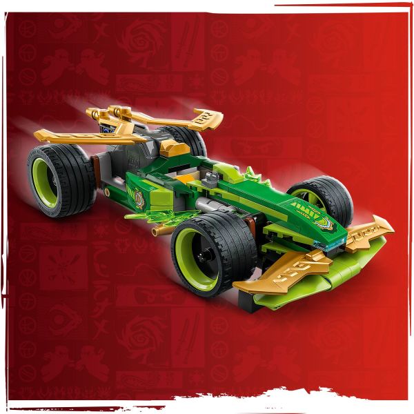 Race car toy includes 4 tires and a cockpit.
