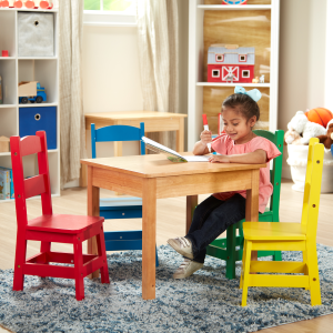 Melissa & Doug Kids Furniture Wooden Table and 4 Chairs - Primary (Natural  Table, Yellow, Blue, Red, Green Chairs) - Mobile Advance