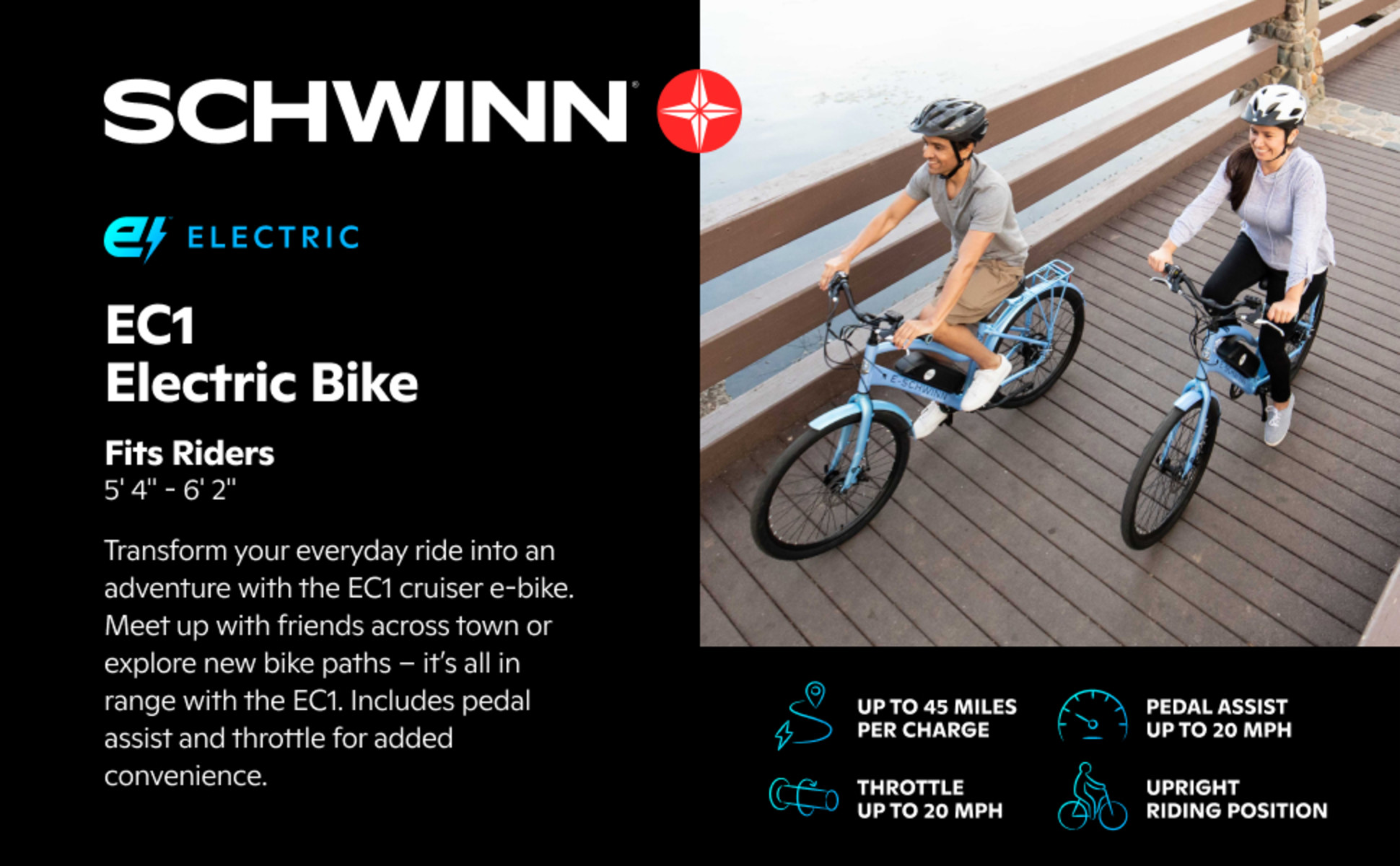 Schwinn 26-in. EC1 Low Step Unisex Cruiser Electric Bike for 