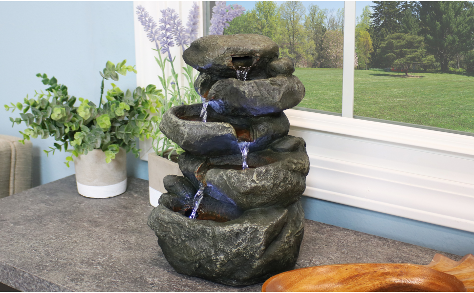 Sunnydaze Indoor Home Decorative Relaxing Stacked Rocks Tabletop