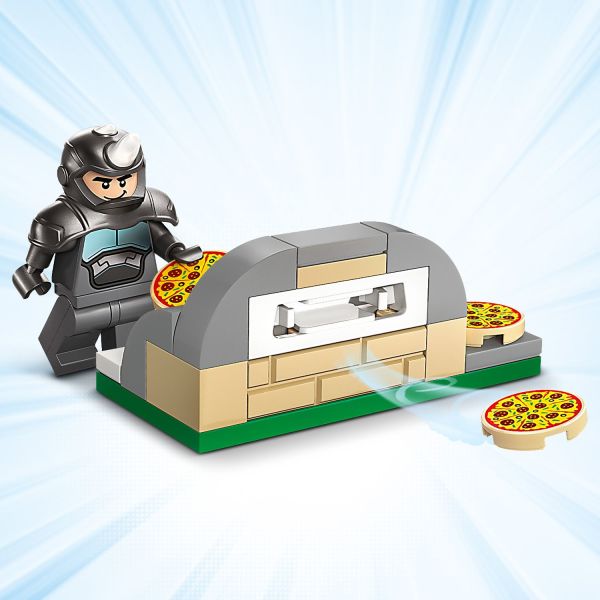 Rhino launches an attack using his pizza oven shooter.