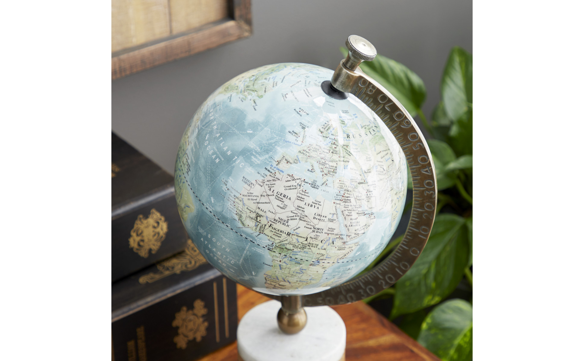 70s Blue Natural orders Tones Globe With Metal Frame With Beautiful Map Display Center Piece in Office Vintage Decor 70s Office Decoration Piece