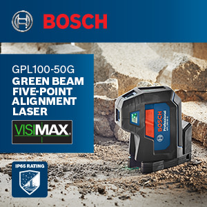 Bosch GPL100-50G Nivel láser de alineación de 5 puntos de 125 pies con  soporte magnético integrado, resistente para diseño y fontanería, incluye