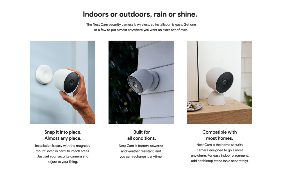 Google Nest Cam (Battery) - Indoor and Outdoor Wireless Smart Home Security  Camera GA01317-US - The Home Depot