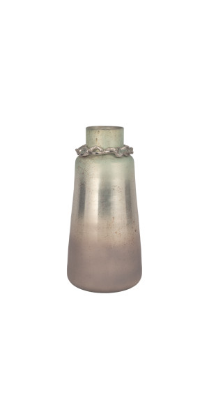 Glass,17"h,vase W/bracelet,nickle W/aloe