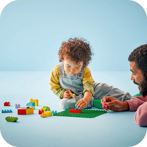Plate forms a base for toddlers to build their creations.