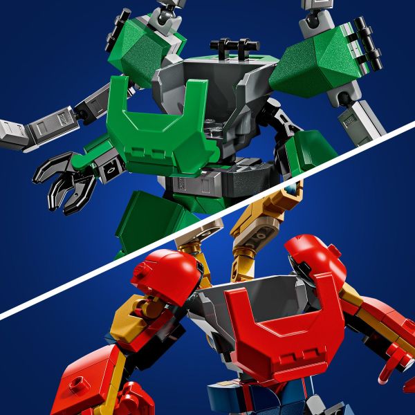 Place the minifigure pilots into the mechs’ driving seats.