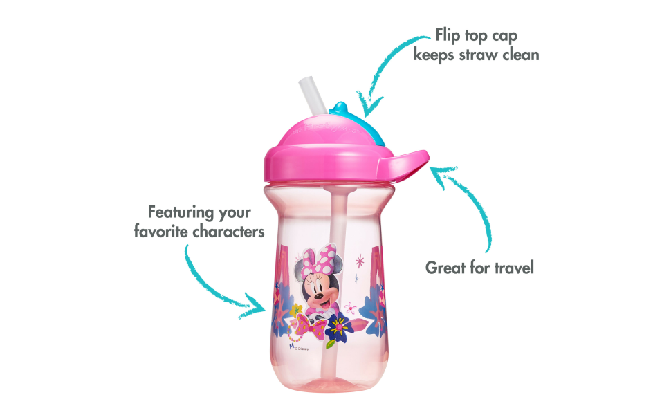 The First Years Disney Minnie Mouse Flip Top Straw Cup - 2pk/ 9oz : Target