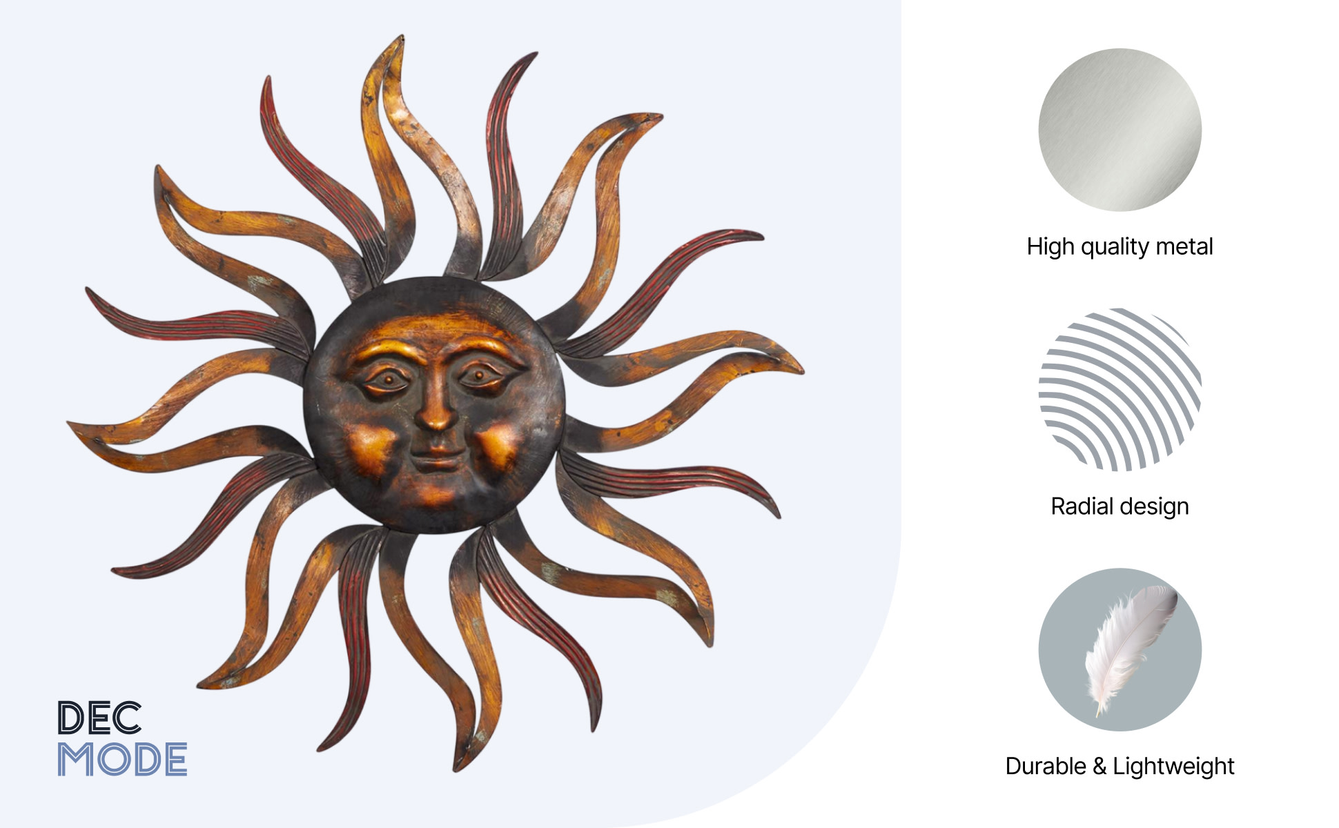 Large Copper Sun 4 Ft. Wall Sculpture, Hand Hammered Metal Art 48 Inch Diameter, Pure Grade Heavy Duty CU29 Large Copper Sun 4 Ft. Wall Sculpture, Hand Hammered Metal Art 48 Inch Diameter, Pure Grade Heavy Duty CU29