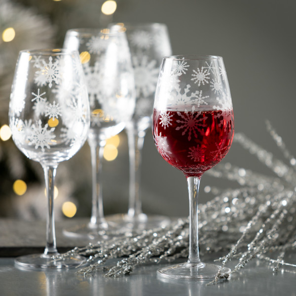 Unique Snowflake Stemless Wine Glasses Set of 4