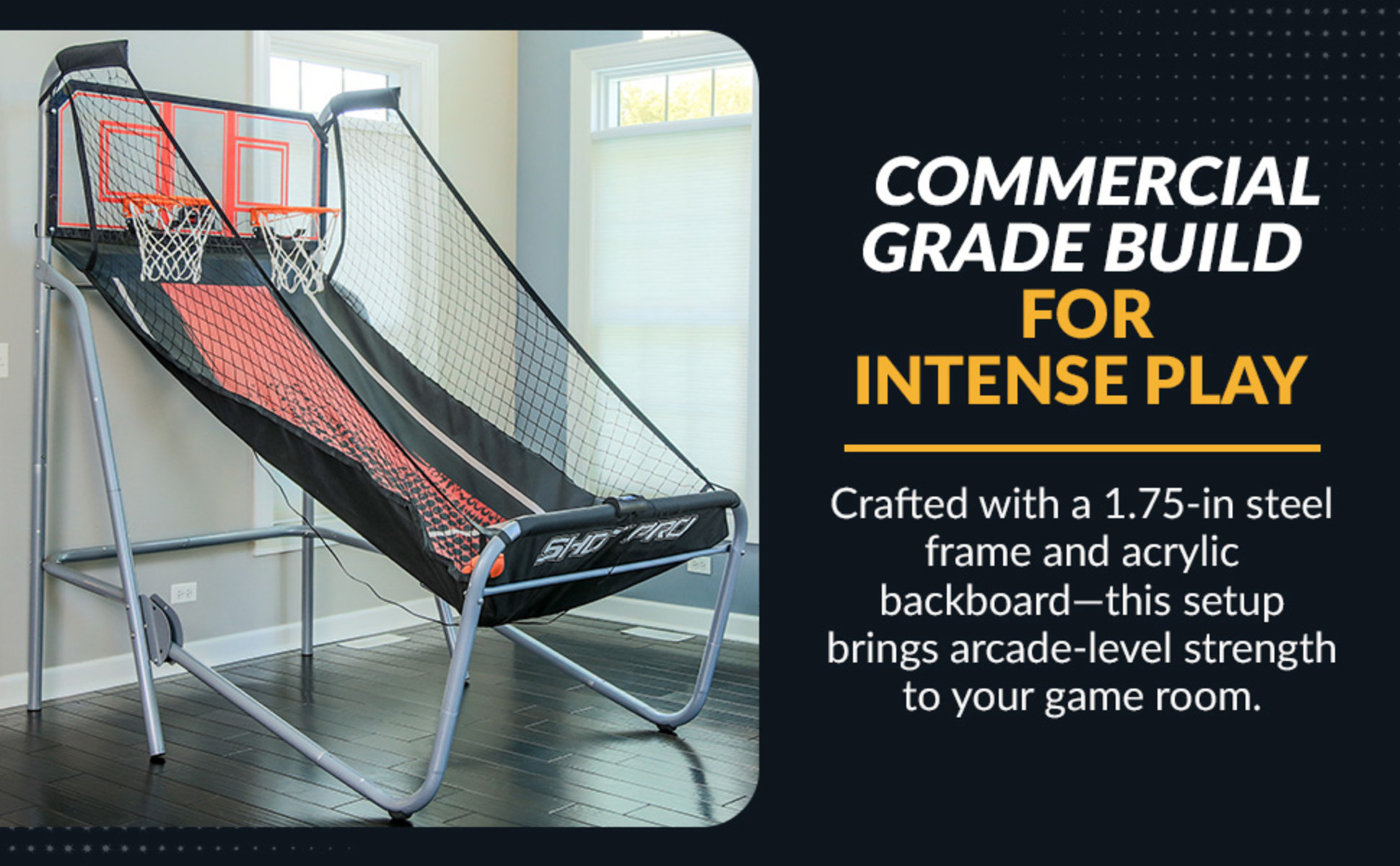 Hathaway Shot Pro Deluxe Arcade Basketball Game, foldable, 53-in W