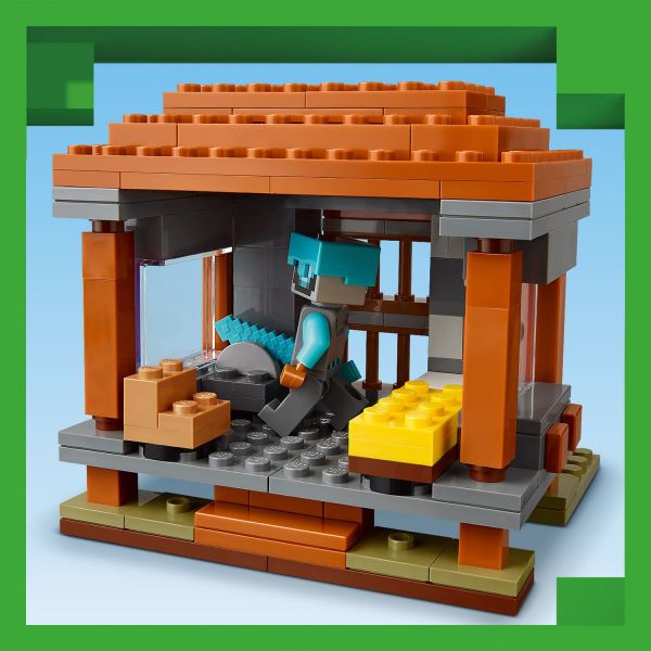Inside the mason’s house is a bed and a stonecutter.
