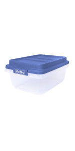  Hefty Hi-Rise Clear Plastic Bin with Smoke Blue Lid (8