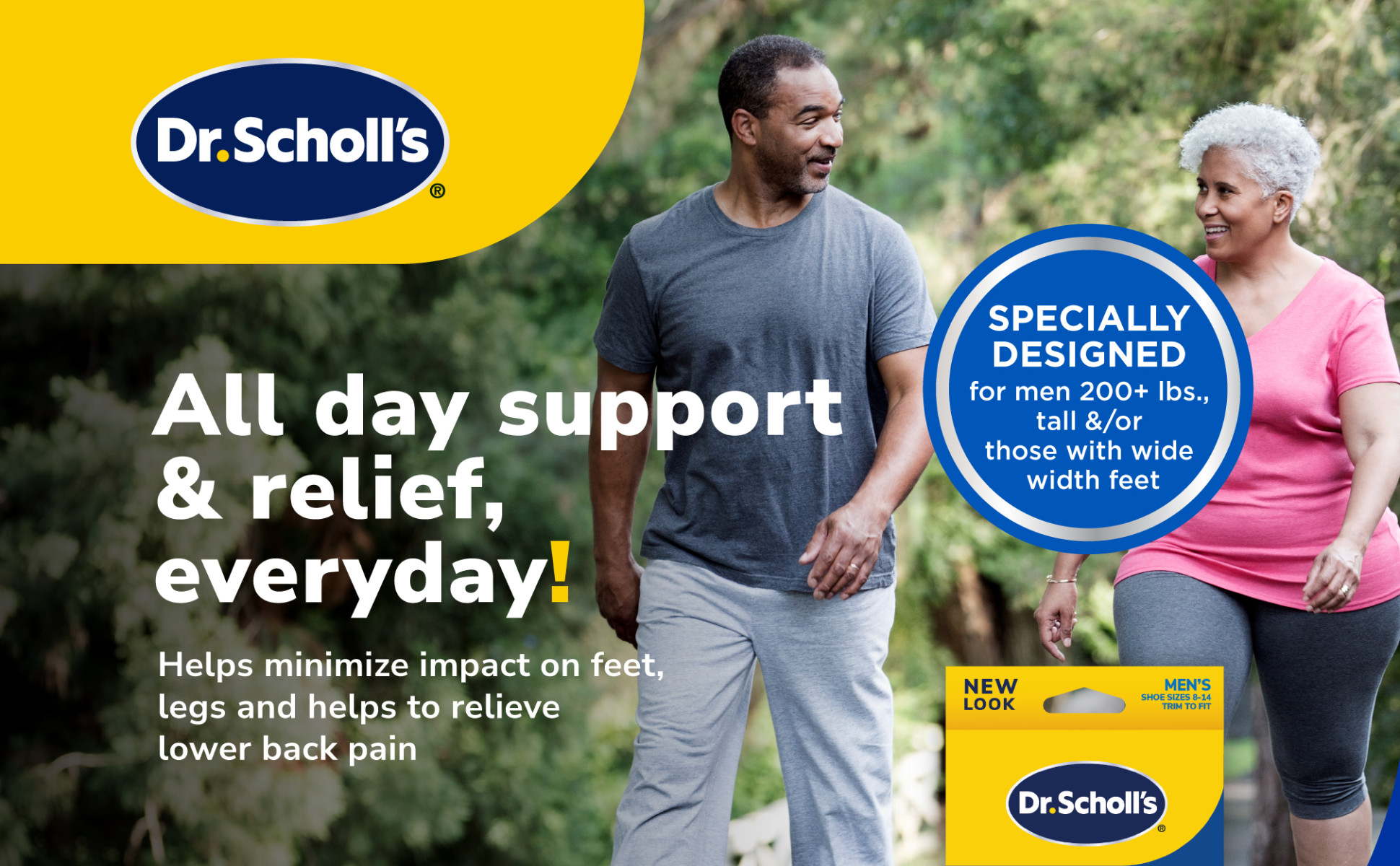 Dr. Scholl's Heavy Duty Support Insole Orthotics, Big & Tall, 200lbs+, Wide  Feet, Shock Absorbing, Arch Support, Distributes Pressure, Trim to Fit