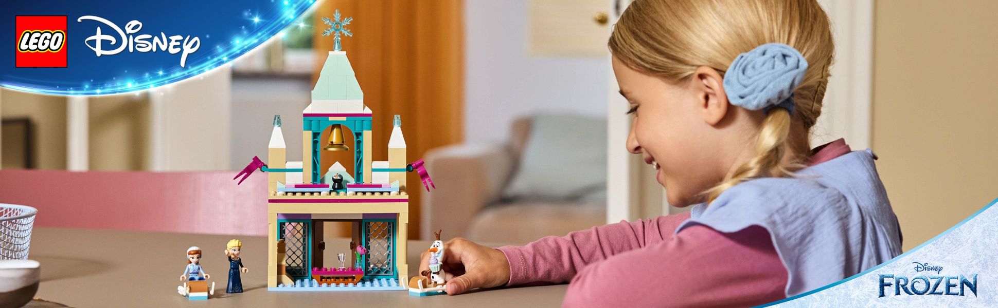 Enchant kids with wintry fun in this LEGO | Disney Frozen building set gift, with a castle and 2 sleds to inspire play.