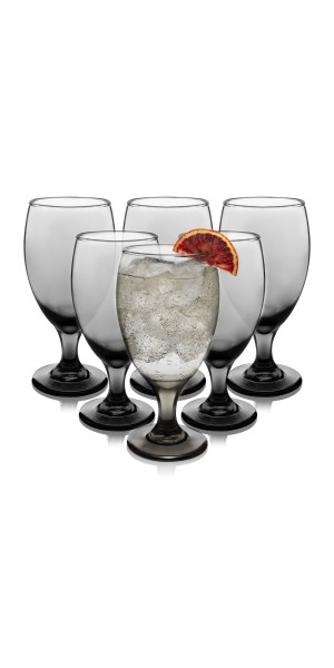 Libbey Classic Smoke Goblet Beverage Glasses, Set of 6
