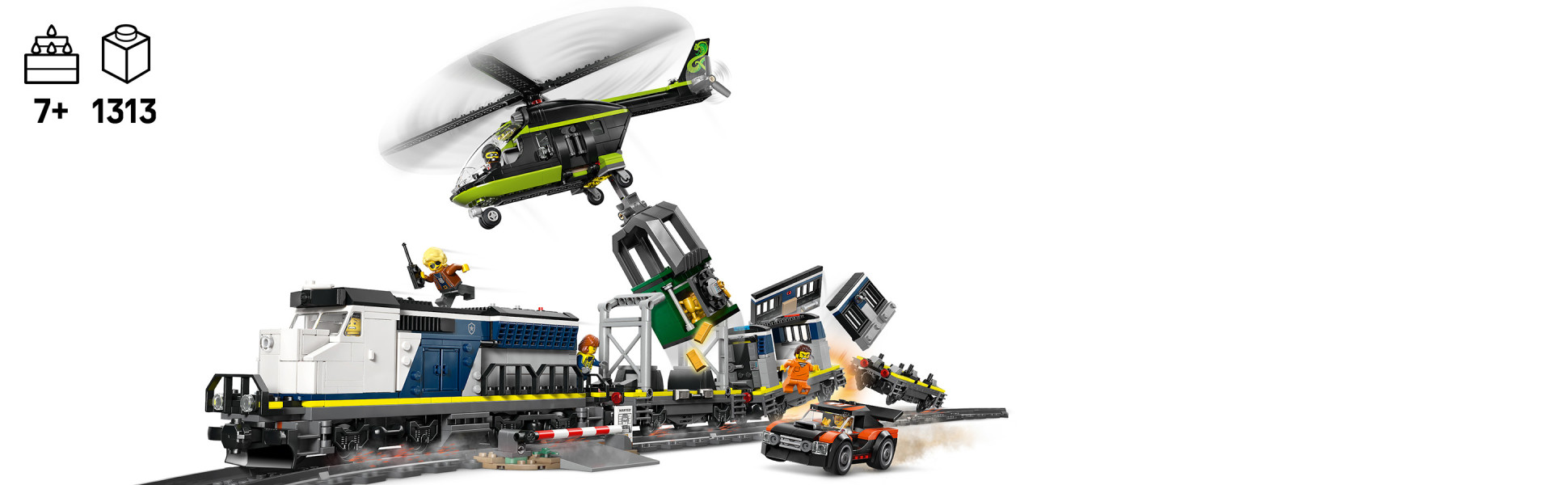 Kids can enjoy an immersive build before rolling out the Powered Up locomotive for imaginative adventures.