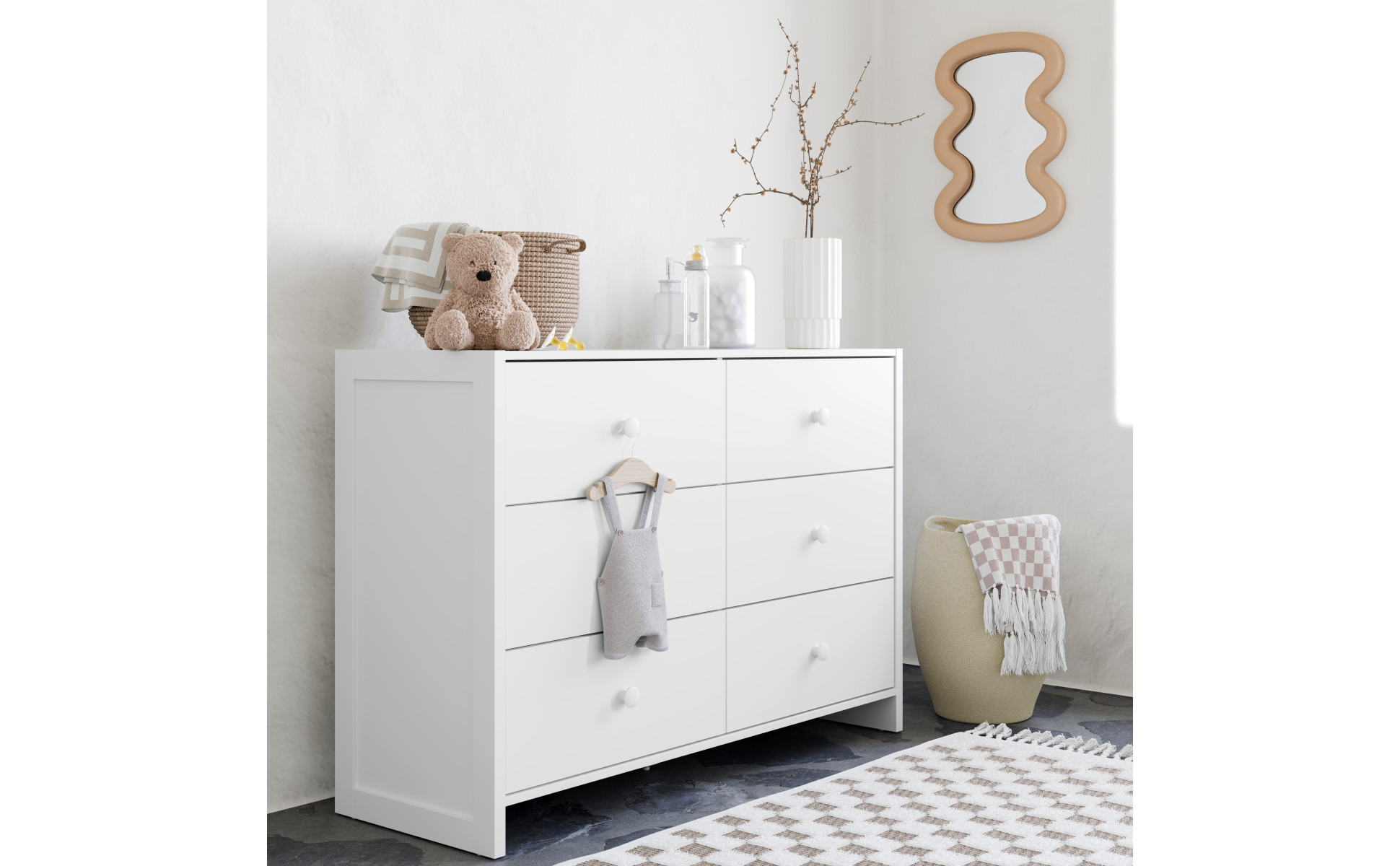 Storkcraft Calabasas 6 Drawer Nursery Double Dresser, White with